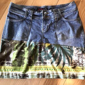 Reworked Denim Mini Skirt, Size 6 (Junior): Upcycled Handmade Boho Jean Skirt